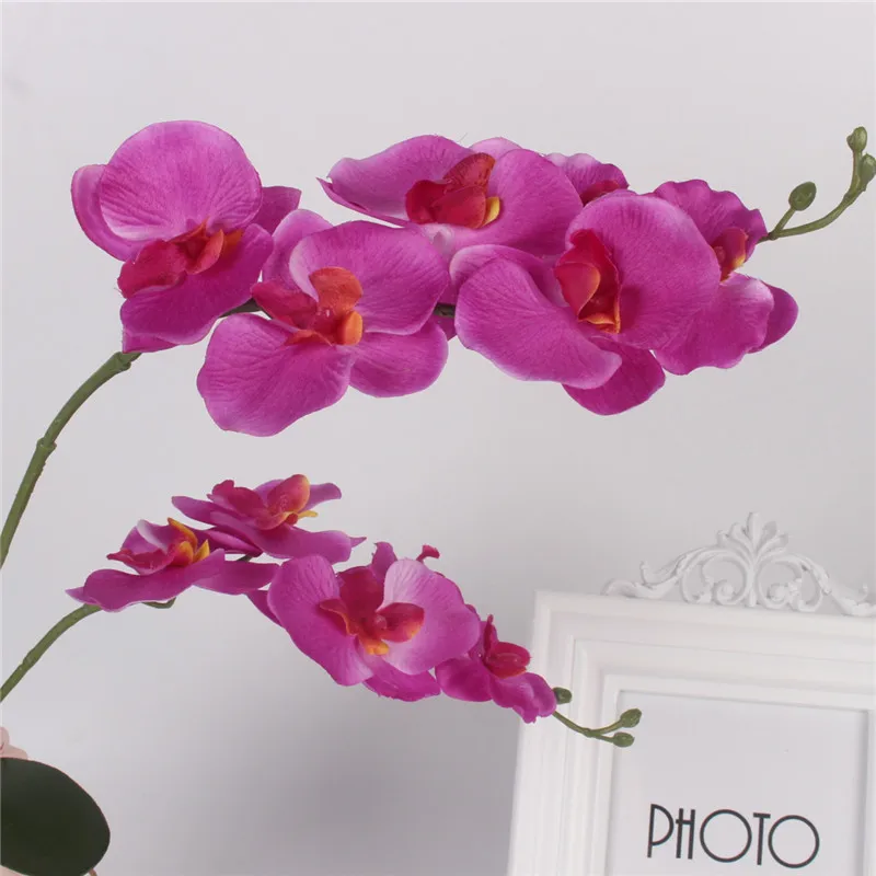 Новая шелковая ткань фаленопсис с листьями искусственная Орхидея цветок