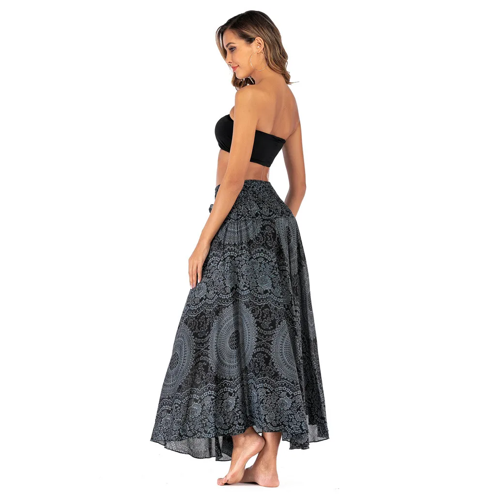 Gypsy Boho юбки женские летние длинные хиппи юбки богемные цветы эластичный пояс цветочные Холтер Юбка faldas largas mujer bohemia