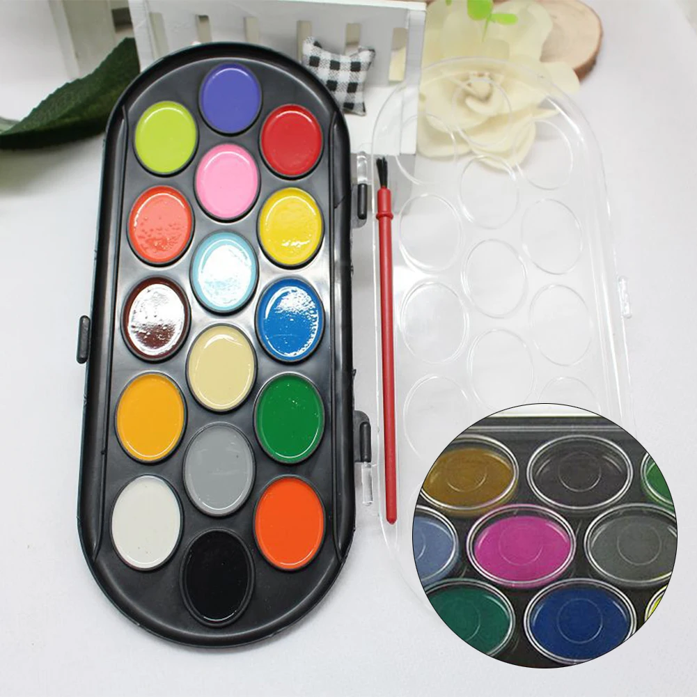 16 цветов сплошной цвет воды краска s коробка с краской кисти игрушки для детей