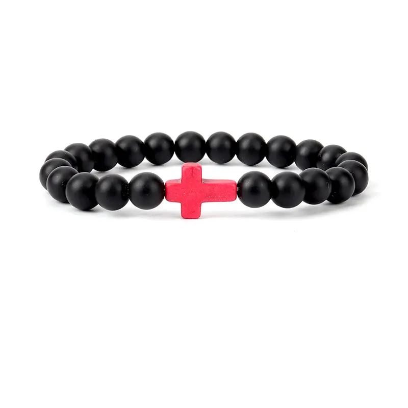 Браслет с подвеской из натурального камня в виде креста|Плетеные браслеты| |