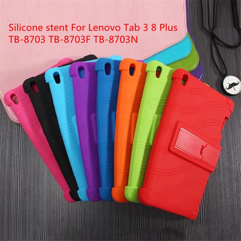 Мягкие силиконовые чехлы с подставкой для Lenovo Tab 3 8 plus TB 8703 держателем цветные Plus 1