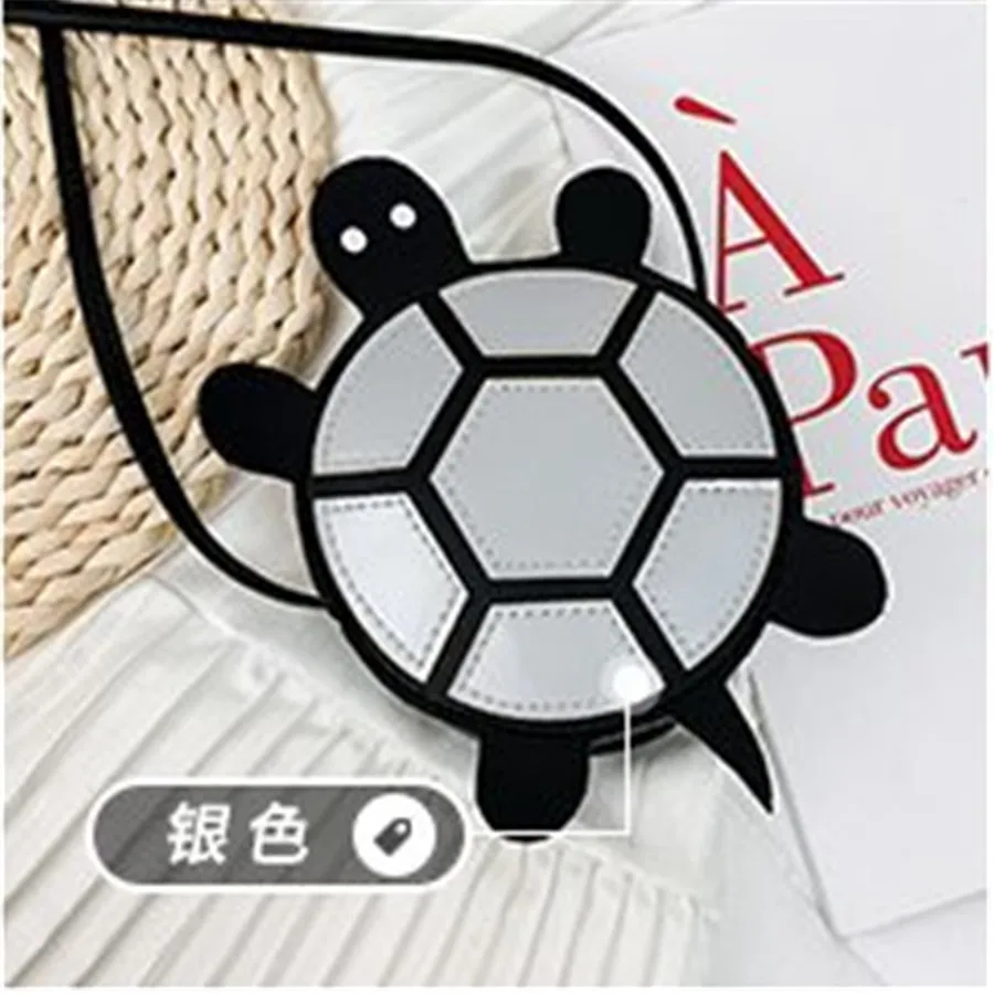 Tortoise Silver Мультяшная Детская сумка через плечо из искусственной кожи для девочек, сумка-мессенджер через плечо для маленьких детей, мини кошелек для монет, карман для денег - Цвет: Tortoise Silver