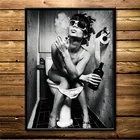 Современная черно-белая сексуальная очаровательная женщина Красота Холст Картина Туалет паба украшение для дома, рес