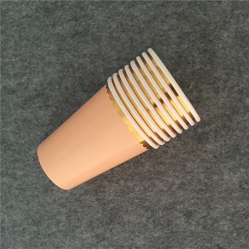 Coral Pink Gold 120 шт мятный и синий ход мрамора серебристое окаймление бумажные чашки вечерние угощение гость питьевой чашки для свадьбы 1-й День рождения помолвки Вечерние - Цвет: Coral Pink Gold