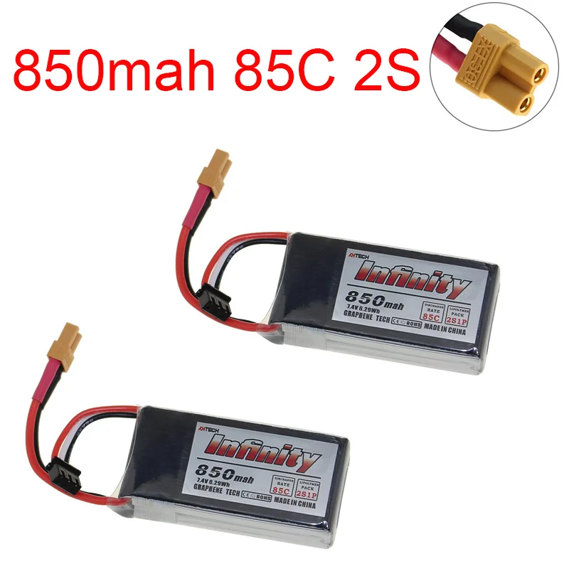 2pcs 850mah 2s 2/5 шт для графеновой батареи Infinity 4S 14,8 V 1500 мА/ч, 85C графеновой батареи LiPo Батарея Перезаряжаемые XT60 разъем Поддержка 15C повышения Зарядное устройство - Цвет: 2pcs 850mah 2s