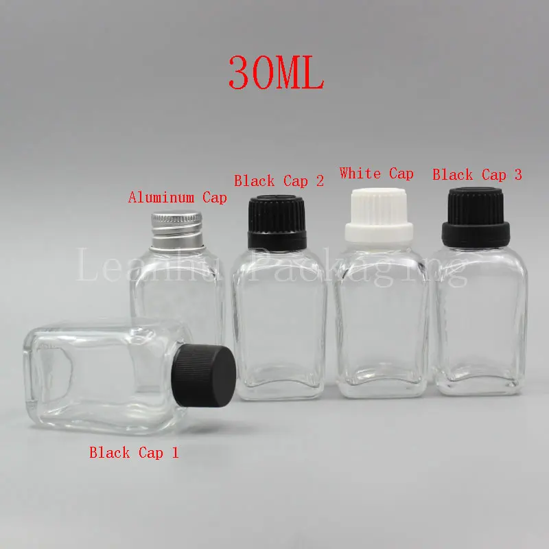 30ML Transparent Square Glass Bottle With Screw Cap, 30CC Lotion/Toner/ Essential Oil Sub-bottling, Empty Cosmetic Container