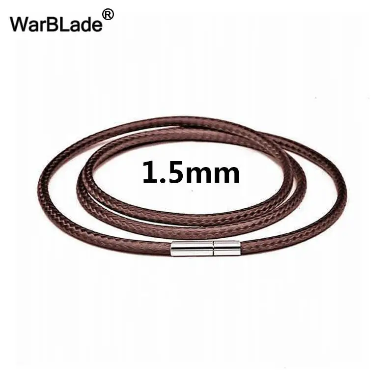 Brown 1.5mm 40-80 см 1-3 мм черный кожаный шнур ожерелье Шнур Воск Веревка кружево цепь с нержавеющей стали поворотная застежка для DIY ожерелья ювелирные изделия - Цвет: Brown 1.5mm