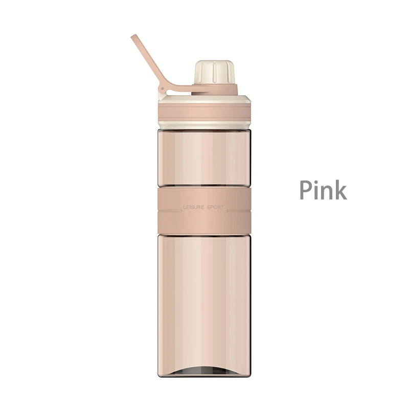 Pink Модная бутылка для воды герметичная портативная бутылка для воды детская спортивная пластиковая походный чайник походная бутылка для напитков фитнес-чайник 600 мл - Цвет: Pink