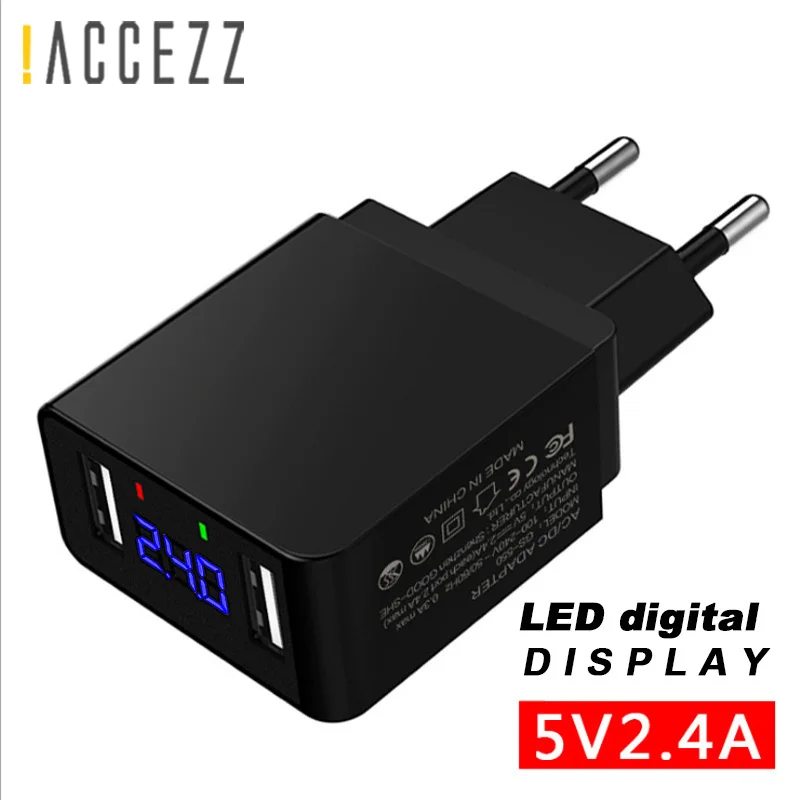 ! ACCEZZ двойной USB ЕС штекер светодиодный дисплей зарядное устройство Путешествия