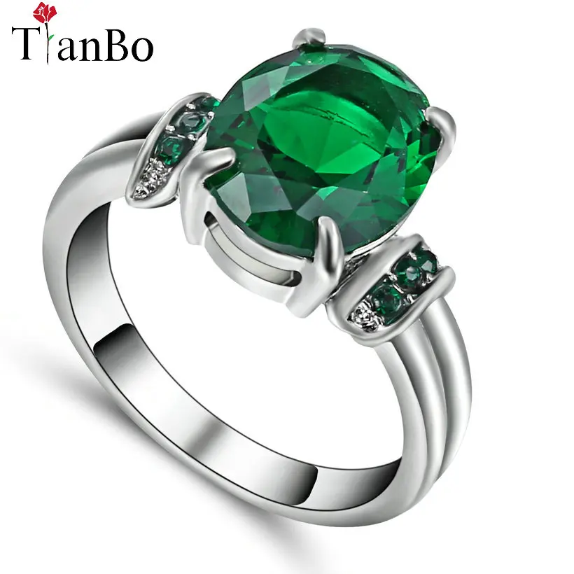 Женское кольцо с зеленым/прозрачным овальным камнем|fashion rings for women|rings womenring |