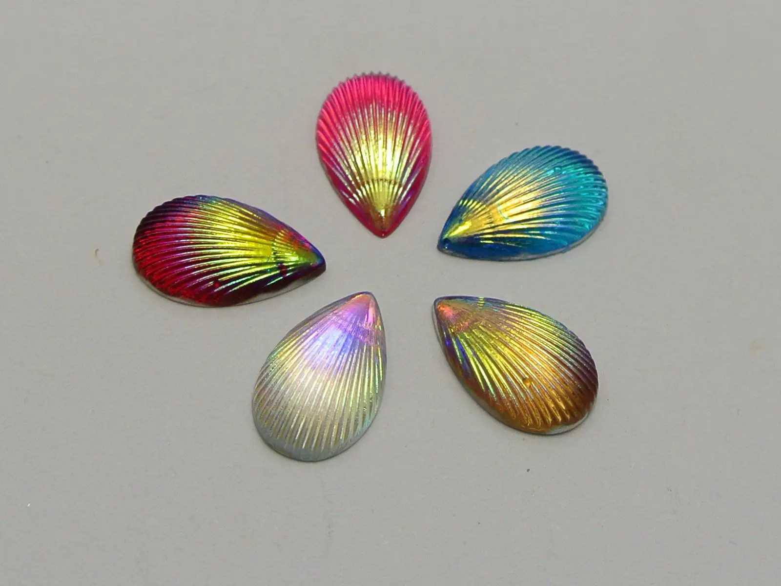 

500 Mixed Color With AB Shell Acrylic Flatback Teardrop Cabochons 7X13mm