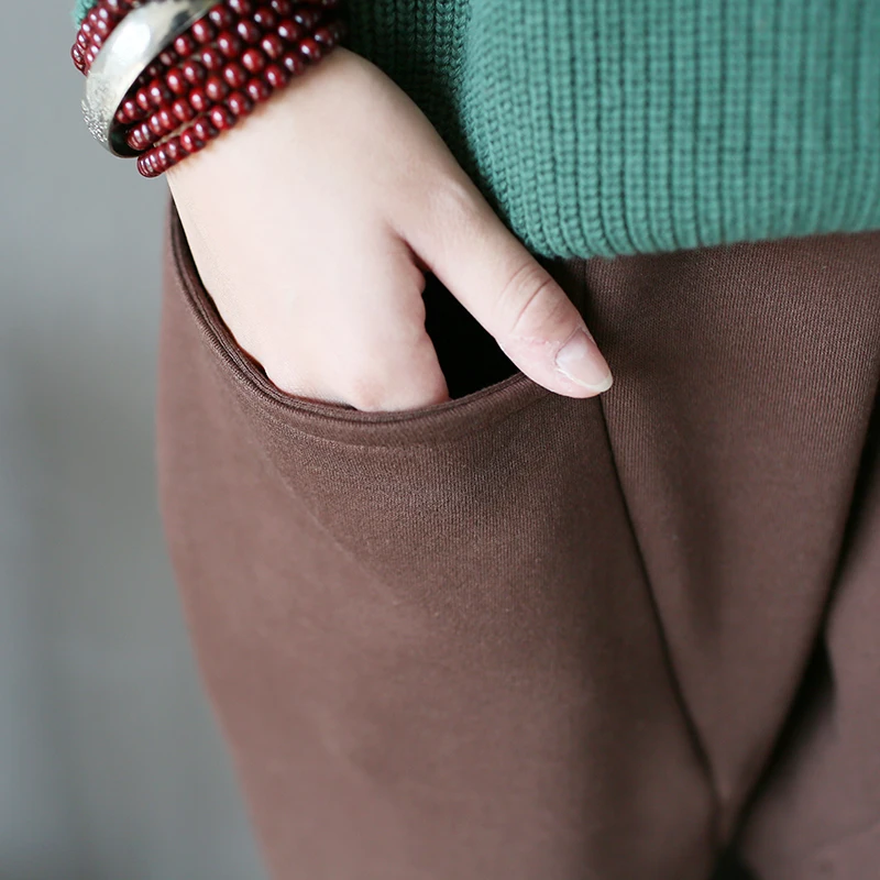 Johnature женские флисовые штаны в стиле пэчворк винтажные брюки зима 2019 новые