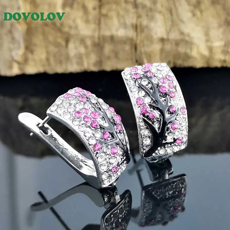 Dovolov Новая мода Лучшие друзья u-образные серьги-гвоздики для женщин 2 цвета кубический циркон цветы серьги в виде дерева для девочек D3