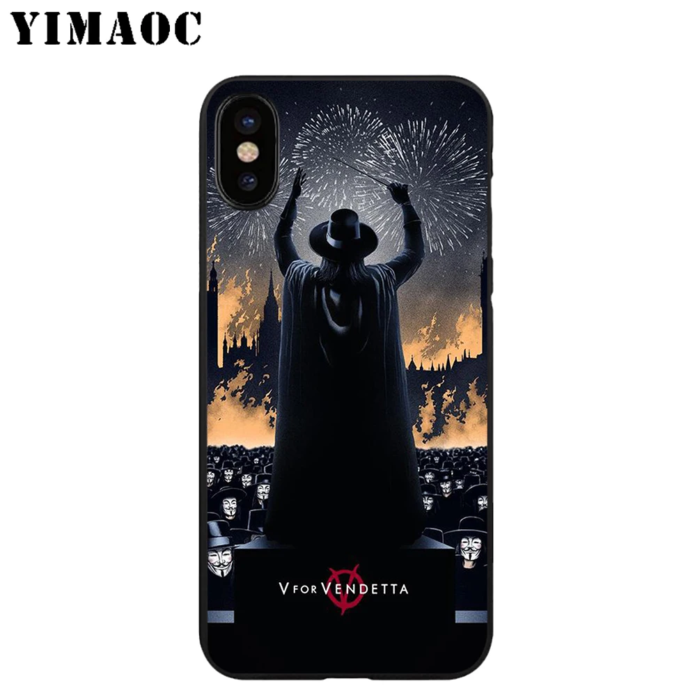 YIMAOC V для Vendetta Мягкий ТПУ Черный силиконовый чехол iPhone X или 10 8 7 6 6S Plus 5 5S SE Xr Xs Max |