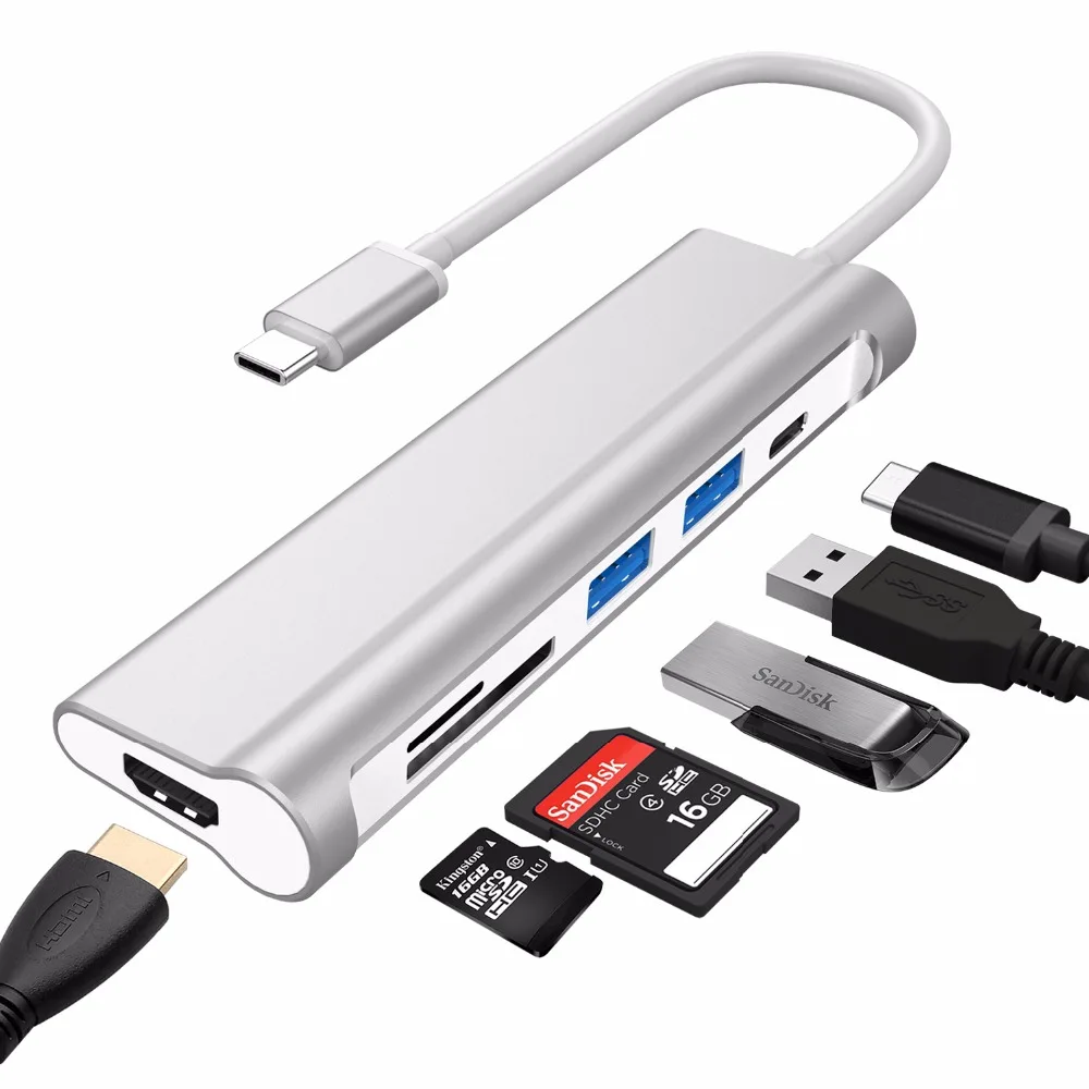 DZLST концентратор USB Type C к HDMI/Кардридер/PD зарядка Thunderbolt 3 0 для MacBook huawei P20 Pro samsung Galaxy