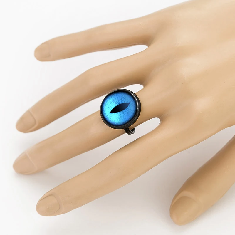 SUTEYI Vintage blue Dragon eye charm Cat glass dome cabochon gift for send friend adjustable rings handmade 100% | Украшения и