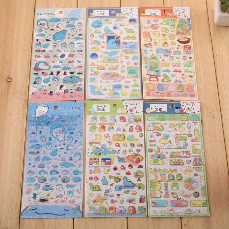 6 листов японский Kawaii Sumikko Gurashi наклейки планировщик журнал угол животные Кошка наклейки с картинками динозавров планировщик путешествия