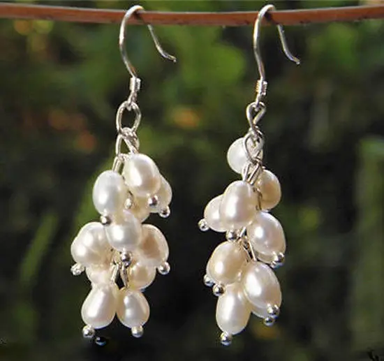 Серьги-Крючки с натуральным белым пресноводным жемчугом | Украшения и аксессуары