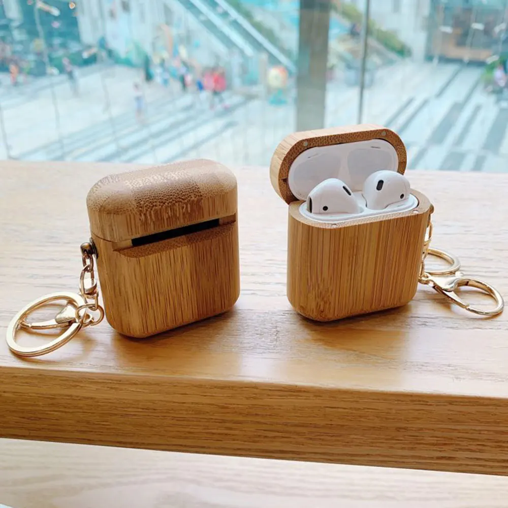 KISSCASE Деревянный беспроводной Bluetooth чехол для наушников Apple AirPods 2 деревянные Чехлы