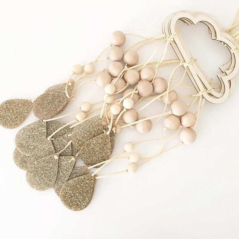 INS в скандинавском стиле, деревянные подвесные украшения, планета, звезда, облако, капля дождя, деревянная подвеска для детской комнаты, украшение для детской комнаты, реквизит