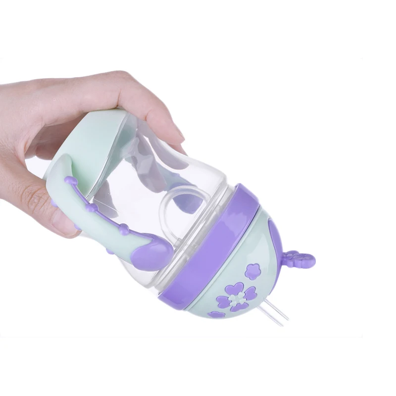 BUY 1 GET FREE 240ml Cute Baby Sippy Cup with Lid Children Drinking Feeding Bottle Handle Straw Milk Cups | Мать и ребенок