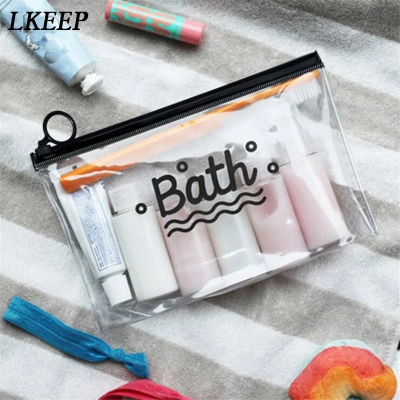 

New Zipper Cosmetic Bag Simple Letter Print Tote Bag Waterproof Mobile Phone Bag Women Makeup Bag