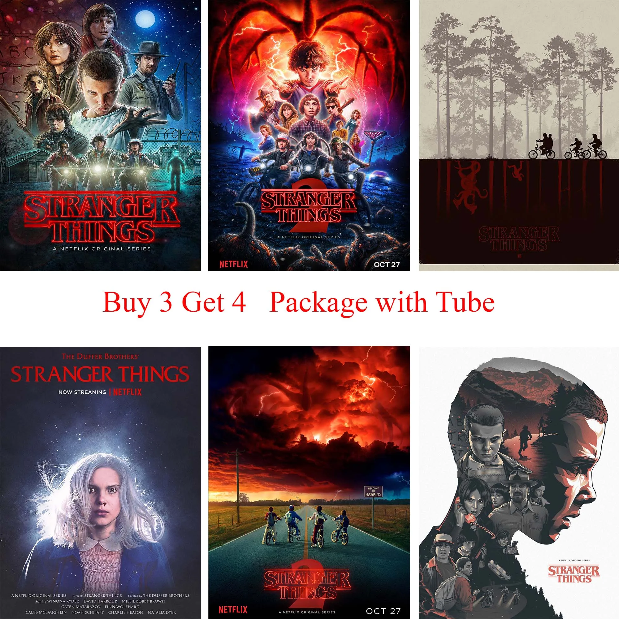 Stranger Things сезон 2 постеры для фильмов настенные наклейки белые бумажные принты