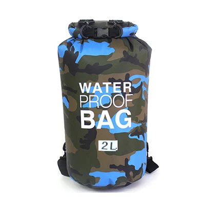 2L blue Водонепроницаемый мешок сухой мешок Открытый Камуфляж ПВХ сумки для спорта плавание Кемпинг Рыбалка рафтинг океан 2L/5L/10L/15L/20L/30L - Цвет: 2L blue
