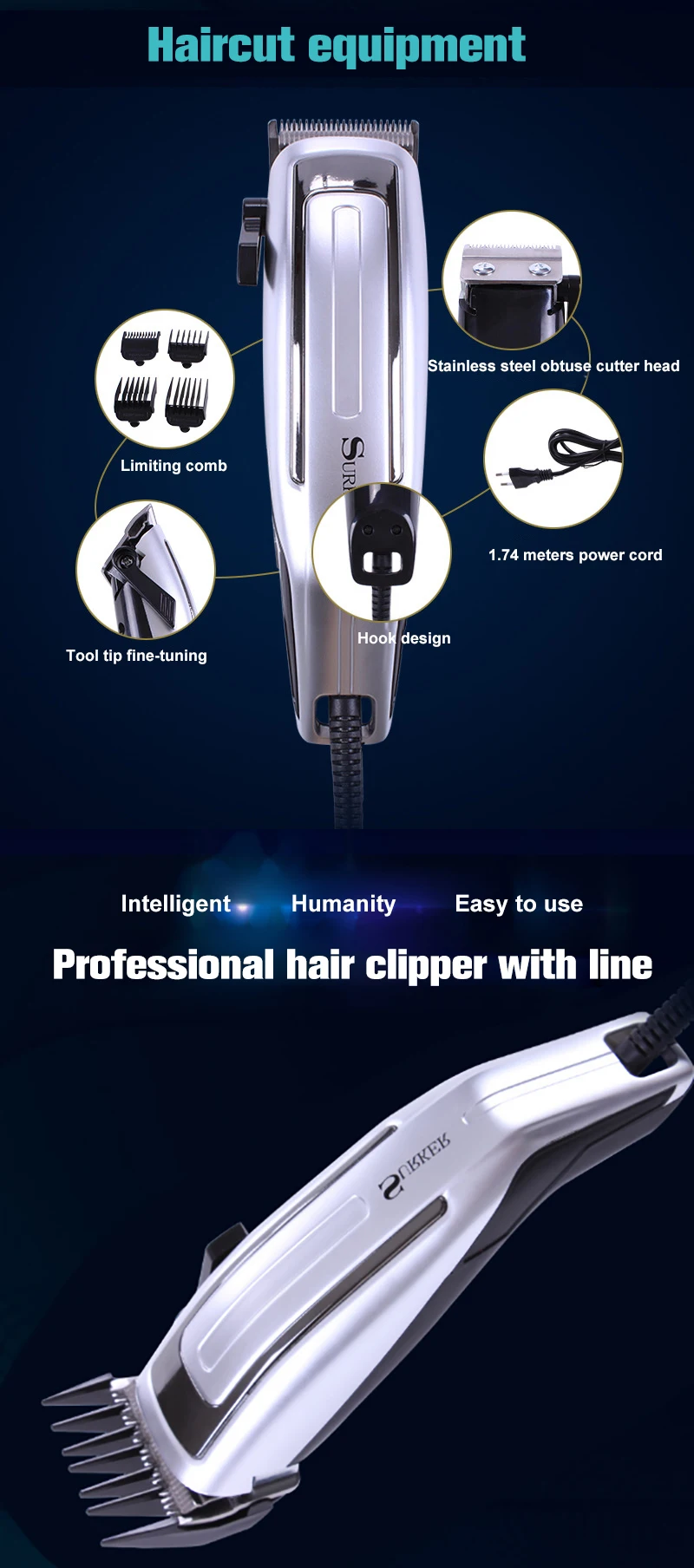 SURKER SK-5605 электрическая машинка для стрижки волос профессиональный триммер для стрижки волос Мужская бритва для бороды