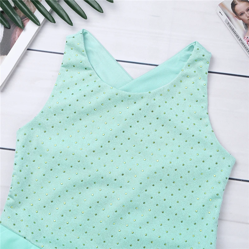 Детская Одежда для танцев девочек многослойное платье без рукавов с вырезом на