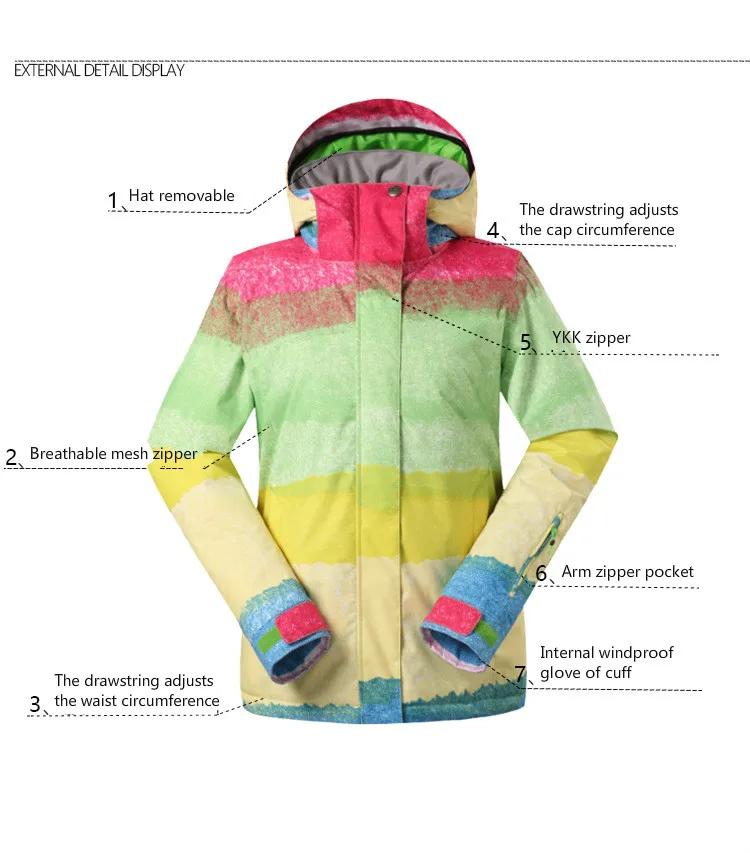 

GSOU SNOW Ladies Ski Suit Single Double Board Waterproof Windproof Breathable Ski Jacket For Women Winter Warm Cotton Clothes