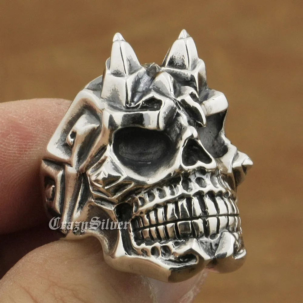 Devil Horn Skull Ring 925 Sterling Silver Mens Biker Punk TA13 US Size 7~15 | Украшения и аксессуары
