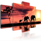 Модульные картины с принтами 5 шт. холст жираф слон Пейзаж Плакат настенный Декор для дома современный прикроватный фон