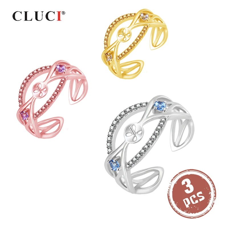 Серебряное кольцо CLUCI с жемчугом 925 пробы 3 шт. женское ювелирное изделие