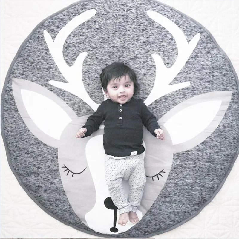 

95CM INS Baby Infant Play Mats Kids Crawling Blanket Carpet Round Floor Rug Baby Bedding Cotton Game Pad Children Room Decor