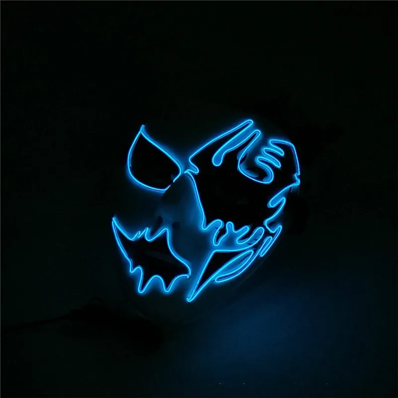 Три режима освещения EL Wire Ghost Маска светодиодная неоновая маска для Хэллоуина
