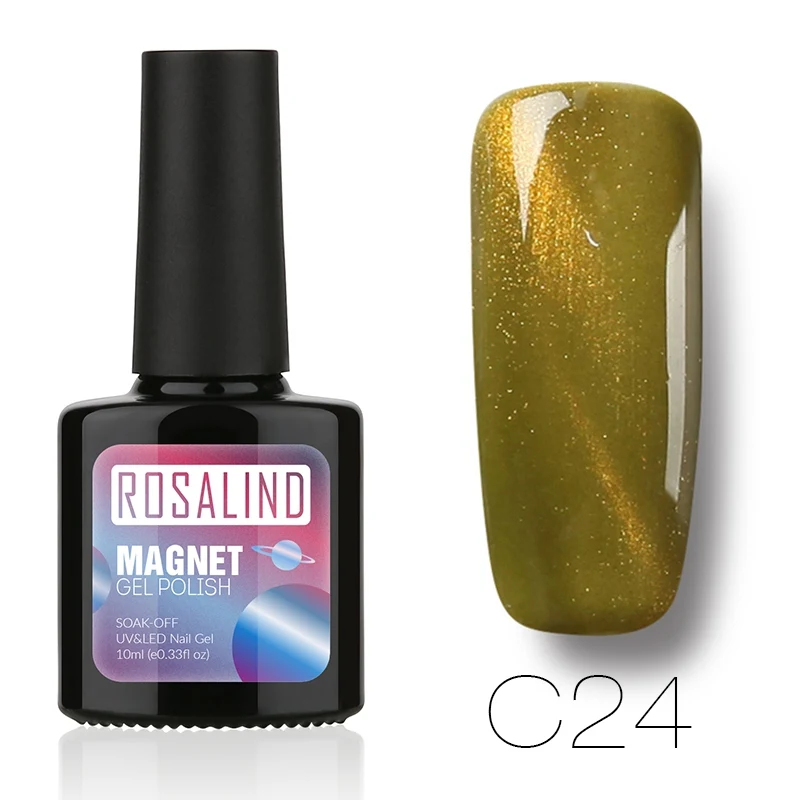 C24 ROSALIND гель 1S P+ черная бутылка 10 мл кошачий глаз магнит C01-30 гель лак для ногтей УФ светодиодный Звездный долговечный гель лак - Цвет: C24