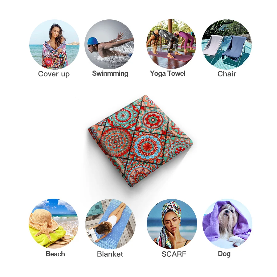 GNORRIS на заказ без песка микрофибра мандала прямоугольник пляжное полотенце