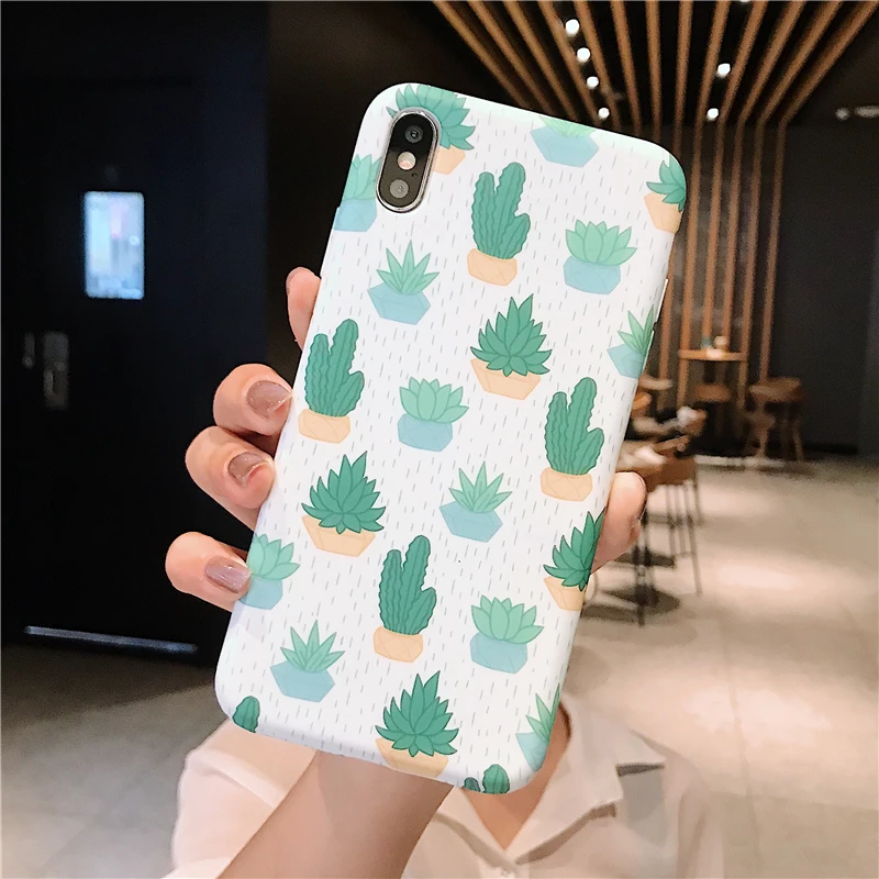 Sdreefge Green Plant Cactus Anti-stain Soft Shell Cover For iPhone X 6 6S 7 8 plus Phone Case iphone XR XS Max |