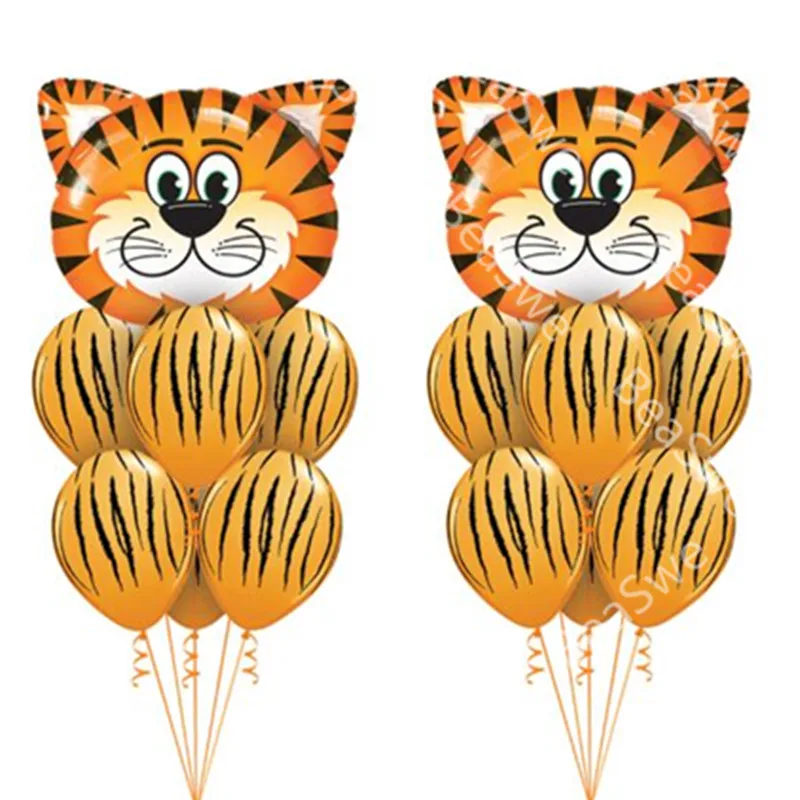 12 намоток Tiger с зебра латексные шары комплект тема джунгли сафари Животные