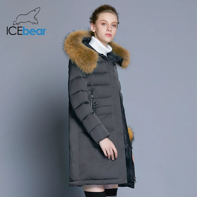 ICEbear 2018 женские зимние пальто длинный тонкий женский жакет животного меховым