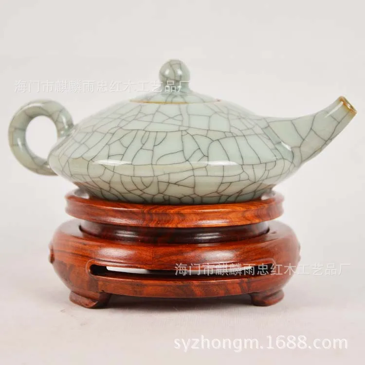 Rosewood red sandalwood carvings odd potted jade vase teapot wood statues turntable rotatable base | Дом и сад