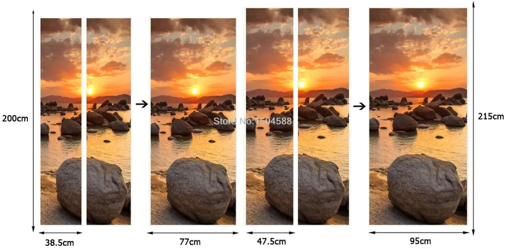 ПВХ самоклеющаяся Водонепроницаемая настенная дверь стикер 3D красивый закат пейзаж домашняя наклейка Гостиная наклейки для спальни на дверь
