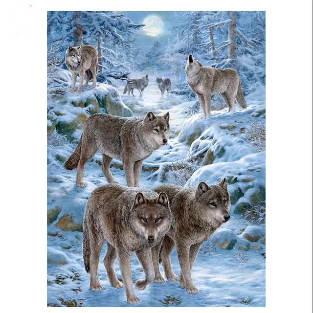 Набор для алмазной вышивки с изображением животных 5d лунный свет под Волками