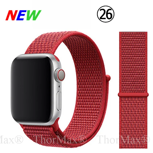 26-Red Нейлоновый спортивный сменный ремешок для Apple Watch 5/4 40 мм 44 мм Полосатый Мягкий дышащий ремешок для iwatch серии 5 4 3 38 мм 42 мм - Цвет ремешка: 26-Red