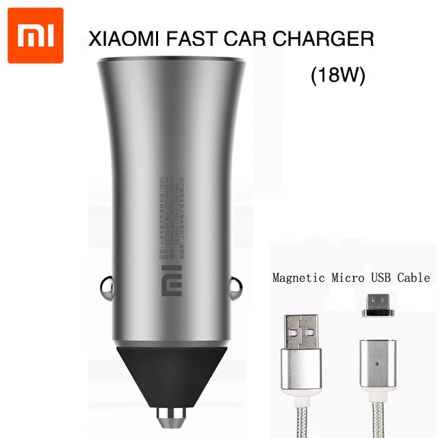 Add Micro USB Cable Оригинальное автомобильное зарядное устройство Xiao mi, двойной USB, быстрая зарядка, универсальное автомобильное зарядное устройство mi с магнитным кабелем для большинства телефонов, планшетов, ПК - Тип штекера: Add Micro USB Cable