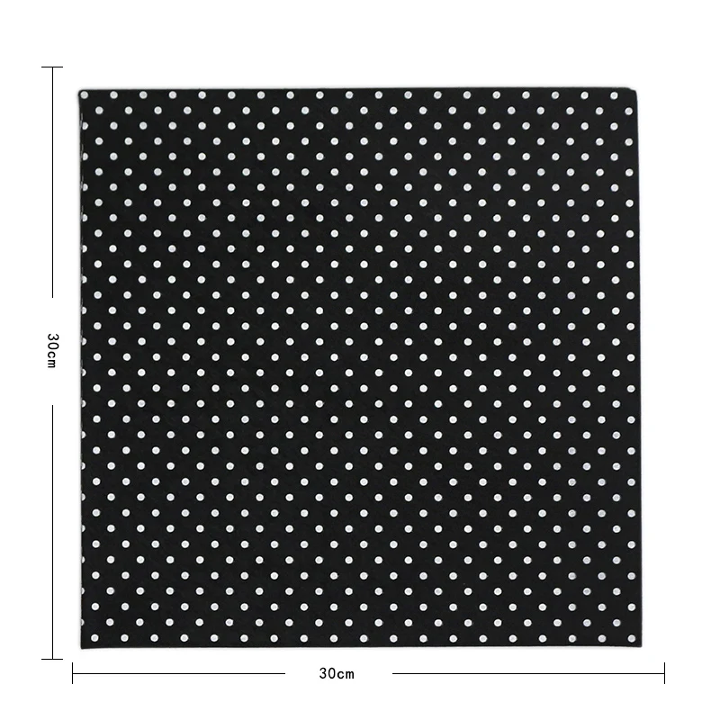 Фетровая ткань с принтом в горошек одноцветная черный цвет 1 мм плотная Нетканая
