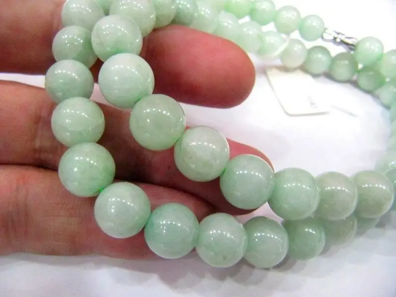 FREE SHIPPING&gt&gt&gt@ new1441 Texture Bliss A Grade 100% Natural Green Jade/Jadeite Smooth Beads Necklace | Украшения и