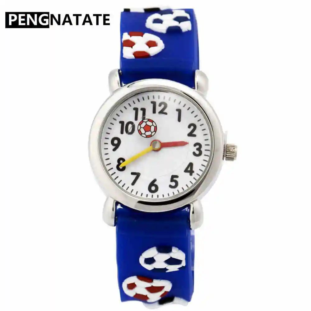 

PENGNATATE Children Watch Cartoon Football Silicone Watches Boy Fashion Kids Watches Waterproof 3D Strap Bracelet Wristwatches