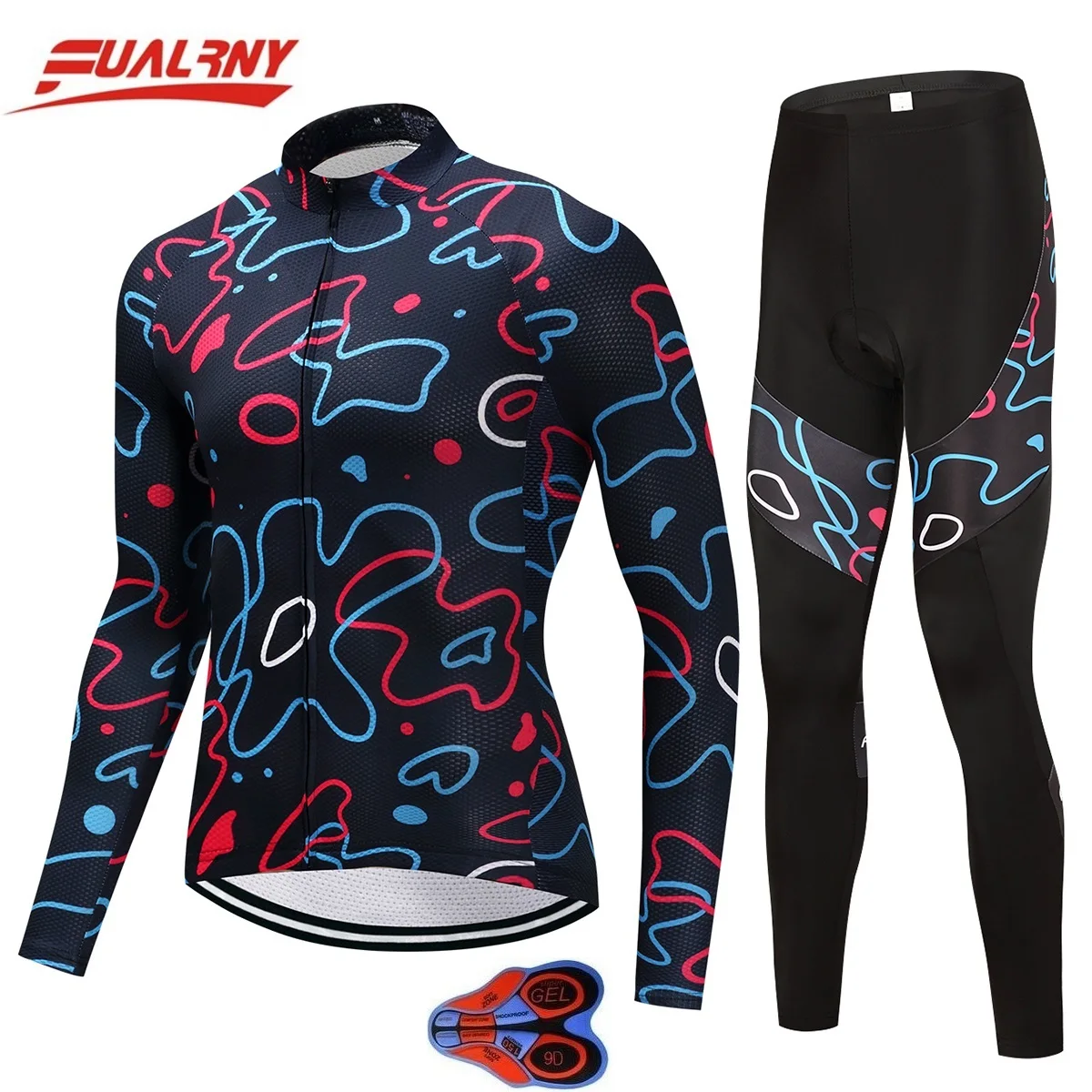 2018 команда FUALRNY с длинным рукавом Ropa Ciclismo Vélo комплекты 9D гель/Осень велосипед